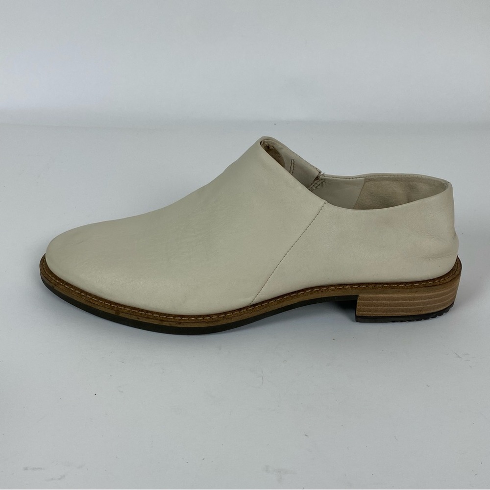 ECCO Women's Mule Shoes US 9 9.5 EU 40 Off White Ivory Leather Clog Drop Heel - Picture 2 of 11